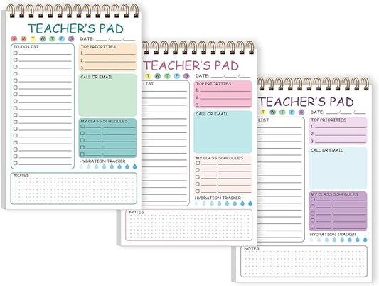 3 Pack Teacher Notepad - Teacher To Do List Notepad, Spiral Checklist Notebook Organizer for Teachers Notes Task Appointment, Teacher Appreciation Gifts, 5.8'' x 8.3''