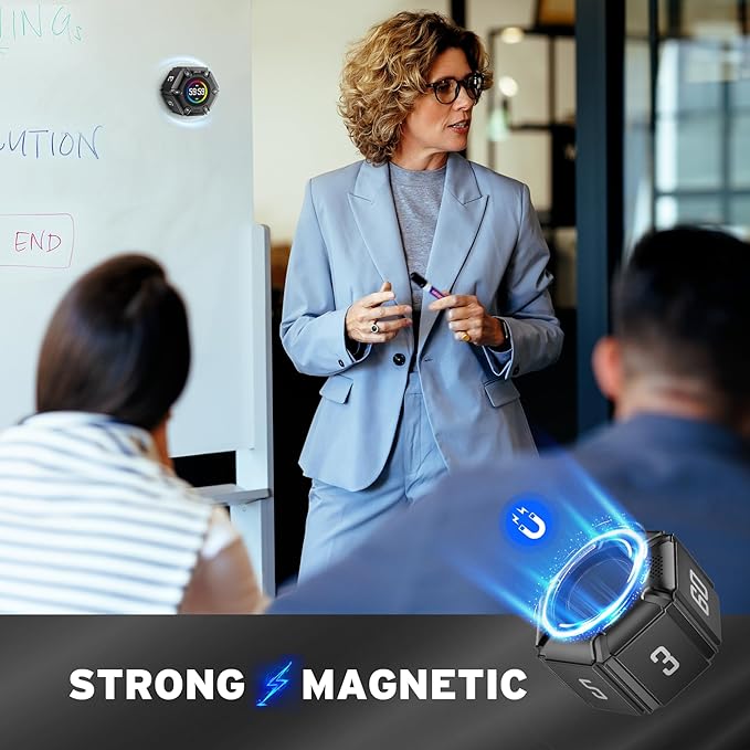 Jack Pomodoro Timer - Productivity Cube, Visual Focus Timer, Mute & Vibration & Adjustable Sound Alert, for Office, ADHD, Study, Work, 3/5/10/25/30/60min & Custom Countdown - Black