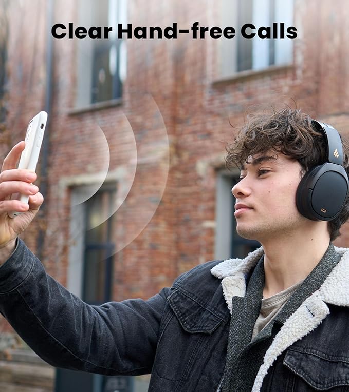 Edifier W80 Over Ear Headphones with -49dB Active Noise Cancelling, LDAC Hi-Res Wired & Wireless, AI Clear Call, Fast Charging, Multipoint Connection, Bluetooth V5.4 - Black