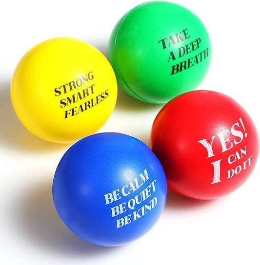 Kasyat 20 Pcs Motivational Stress Balls Bulk Colorful Stress Relief Balls with Inspirational Quotes Small Funny Foam Party Favors Gifts for Anger Fidget Relief Hand Exercise Motivating Supply