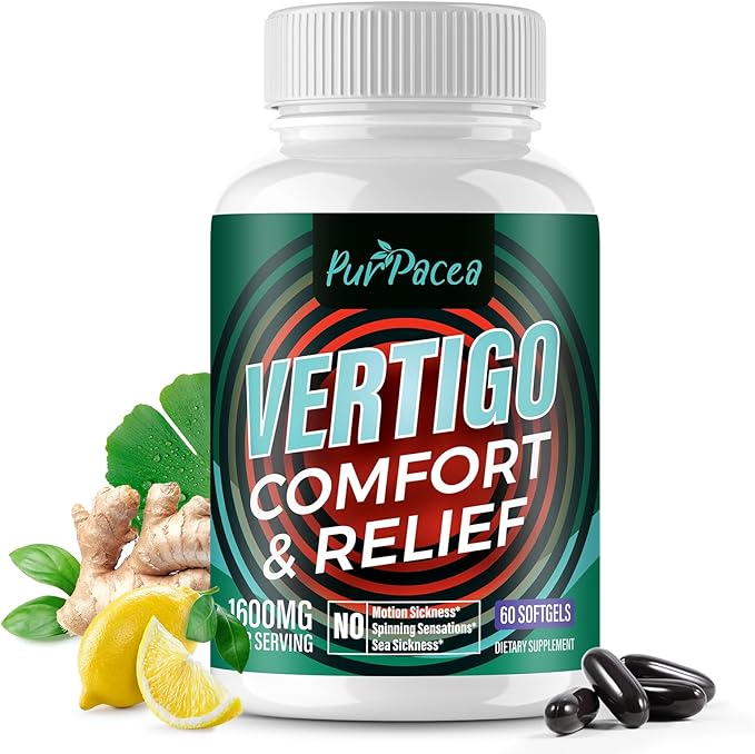 Liposomal Vertigo Supplement, High Absorption Formula with Ginkgo Biloba, Ginger Extract & Magnesium, Natural Wellness Supplement, Relaxation and Calm, 60 Softgels