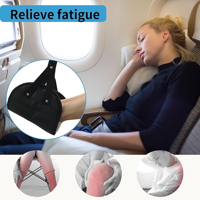 2 Pack Foot Hammock for Plane Travel, Perfect Leg Hammock for Airplane Travel, Airplane Foot Rest with Extended Adjustment Strap, Ideal for Endure Long Travelers, Flight Journeys and Office Workers