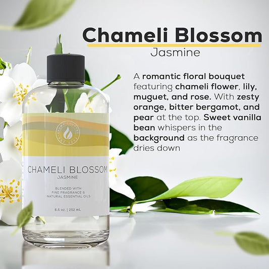 Aroma Country Chameli Blossom Diffuser Oil - Luxury Essential Oils for Diffuser Refill & Air Freshener Room Spray - Long-Lasting & Natural Home Fragrance, Jasmine Scented Oil (8.5 Fl. oz)