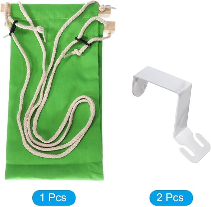 PATIKIL Foot Hammock Under Desk, Adjustable Foot Rest Sling with Hooks Portable Desk Footrest for Airplane Travel Home Office, Green Style 1