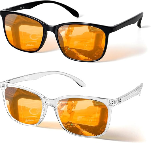 TIJN Sleep Glasses for 99.9% Blue Green Light Blocking for Women Men Dual AR Coating Red Lens for Computer Gaming, TR90