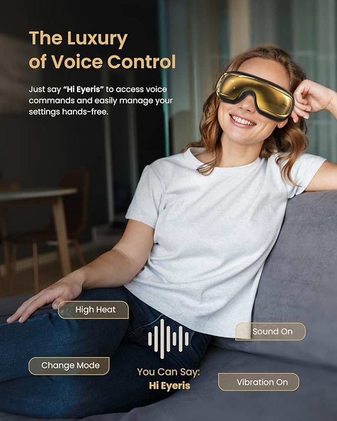 RENPHO Eyeris 3 Eye Massager with Heat and Cooling, Birthday Gifts for Women/Men, Voice Control Eye Mask with Removable Gel Mask & DIY Massage Settings, Eye Care Devices for Migraine