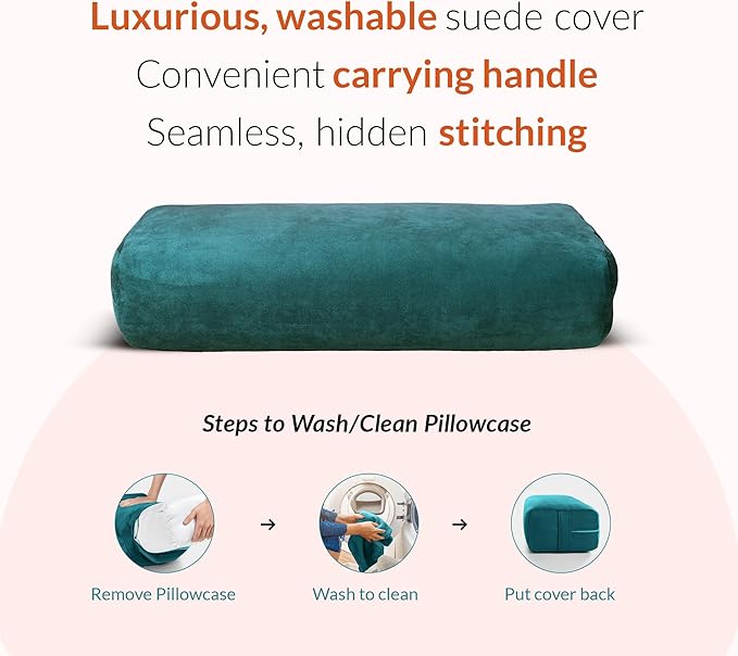 Gurus Super Soft & Firm Yoga Bolster Pillow - Lightweight, Easy to Carry with Handles - Rectangular, Machine Washable Cover
