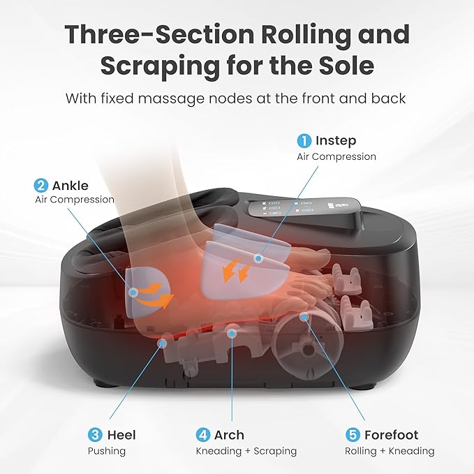 COMFIER Shiatsu Foot Massager with Heat,Kneading, Compression, Massage Machine for Plantar Fasciitis Neuropathy, Remote Control,Heated Foot Warmer, Gifts for Men,Women,Size 13