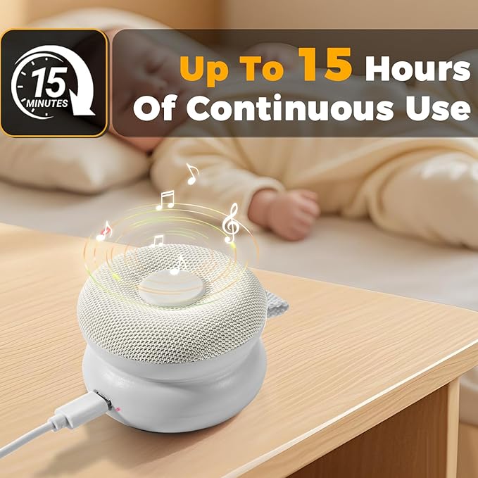 Portable Sound Machine - White Noise Sound Machine for Baby, Travel Donut Sound Machine for Sleep, 15 Soothing Sounds & 7 Colors Night Light, Breathing, Baby Shusher, Registry Gift, Beige