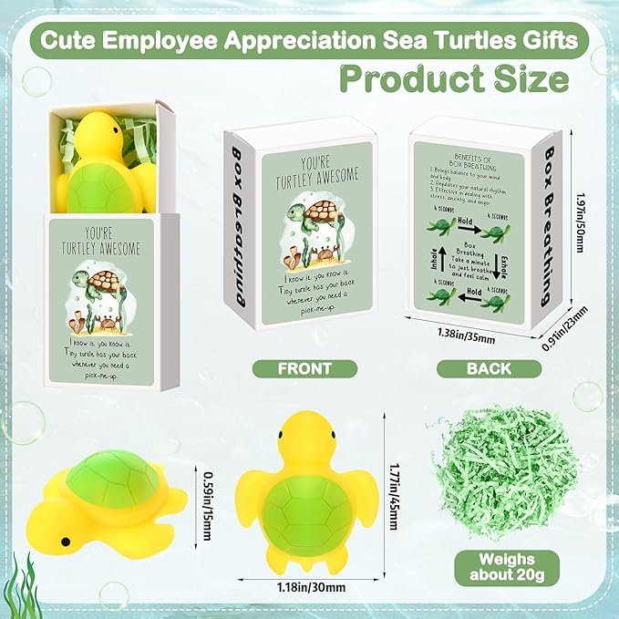 Wettarn 24 Sets Appreciation Gifts Turtle Stress Balls with Support Gift Boxes You Are Awesome Inspirational Party Favors for Employee Coworker Friend Office Positive Stress Relief Toys