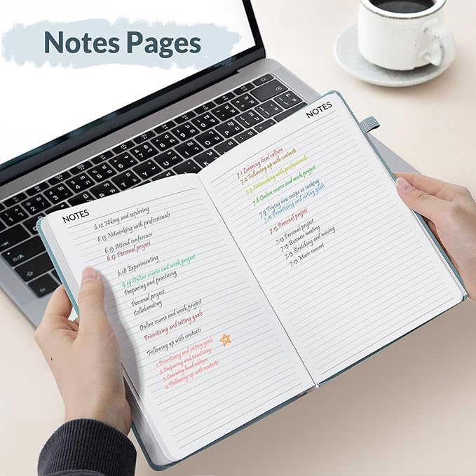 SUNEE 2026 Weekly & Monthly Hardcover Planner 5.5" x 8.3" - 12 Month (January 2026 - December 2026), Small Hardcover Planner, Pocket, Notes, 100 GSM Paper, Gray Blue