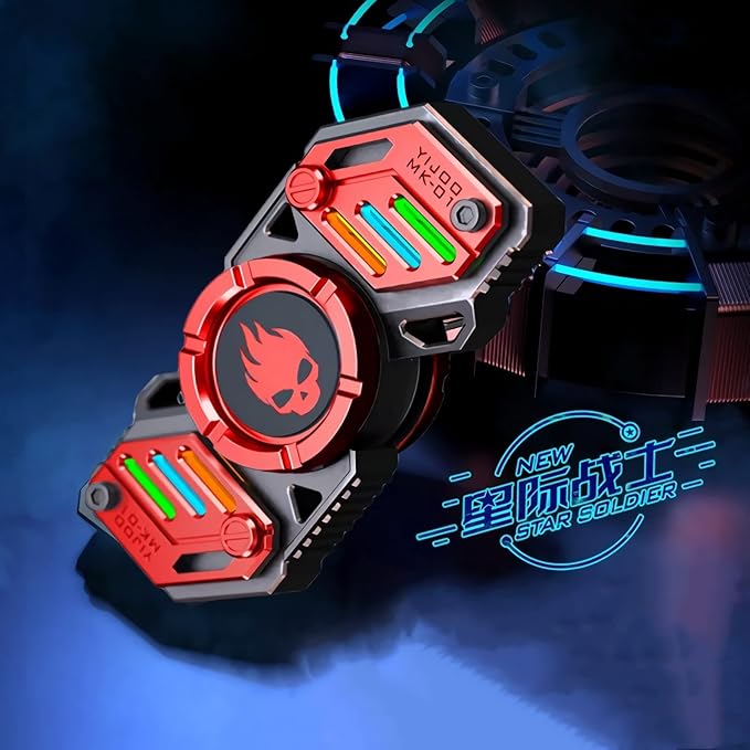 Fidget Spinner, Colorful Glow in The Dark, High Speed and Silence, Cool Metal Mechanical Gear Shape Design with Skull Symbol, Anti-Anxiety and Stress Release for Kids and Adults