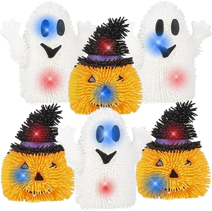 ArtCreativity LED Fidget Toys, Set of 6, Kids and Adults, Includes Ghost and Pumpkin Toys, Non-Candy Halloween Treats