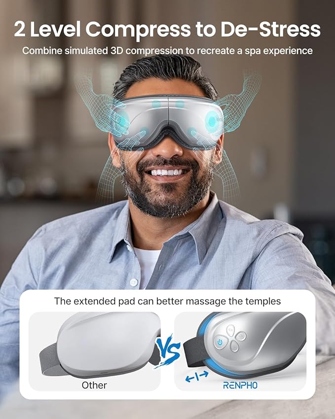 RENPHO Eyeris 2 Eye Massager with Heat, Birthday Gifts for Mom Dad Women Men Face Massager, Heated Eye Mask for Improve Sleep