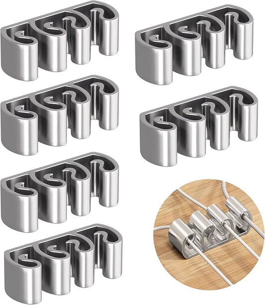 Cord Organizer, 6 Pcs Cable Clips, Cable Smooth Adjustable, Organise Mobile Phone Charging Cables, Suitable for Organising Bedside Cabinets, Walls, Desks, Cars (4-Hole)