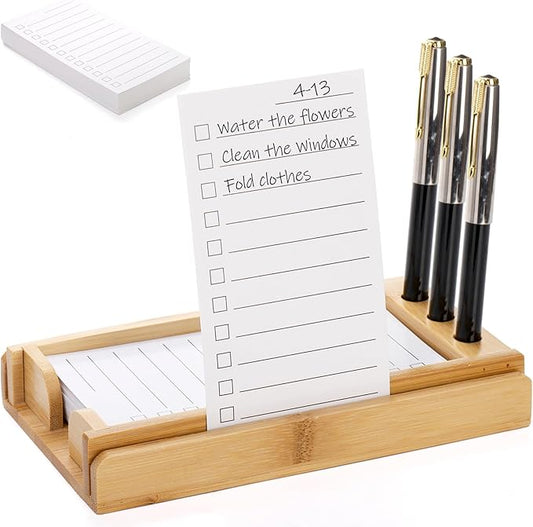 Goaste To Do List Planner with Bamboo Stand, Daily ToDo Checklist Notepad Organizer-100 Pieces Goal Cards, Productivity System Planners Notebook for School, Office Supplies