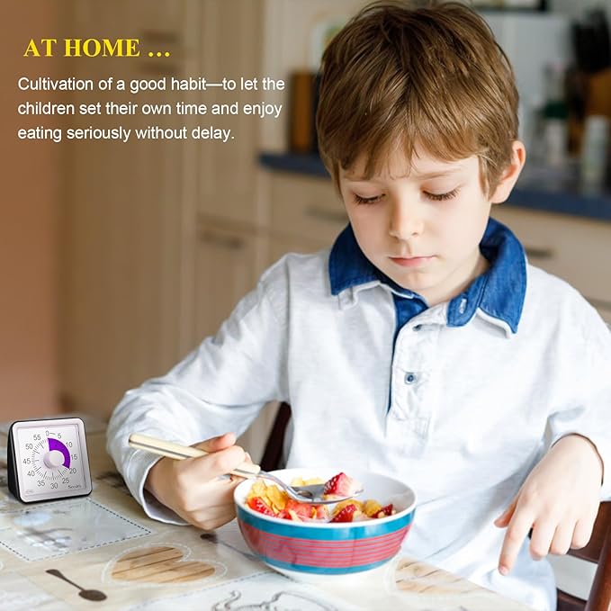 Secura 60-Minute Visual Countdown Timer for Kids & Adults, Classroom Time Management Tool (Purple & Black)