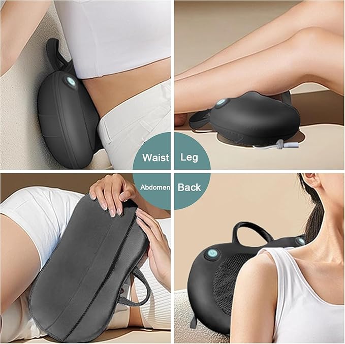 White Elephant Gifts for Adults,Christmas Gifts for Women Men,Shiatsu Neck Back Massager for Pain Relief Deep Tissue,Back Massager Deep Tissue Kneading with Heat,3D Electric Pillow(Black)