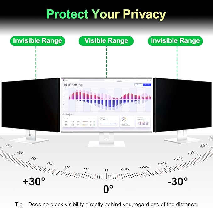 [2 Pack] Magnetic 27 Inch Privacy Screen for 16:9 Aspect Ratio Widescreen Computer Monitor, Anti Glare Blue Light Protector Shield Filter for Eyes, Removable Computer Monitor Privacy Screen 27 inch