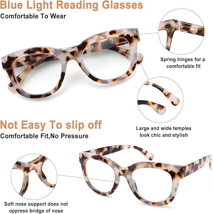 Progressive Multifocus Reading Glasses for Women Men Blue Light Blocking Computer No Line Multifocal Readers