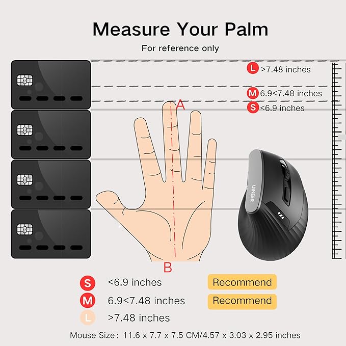 Ergonomic Wireless Mouse,Vertical Mouse,4 Level DPI,2.4GHz USB Receiver,Ergonomic Design for Comfort and Reduced Wrist Strain Ideal for Computer, Laptop, PC and Desktop (Black)