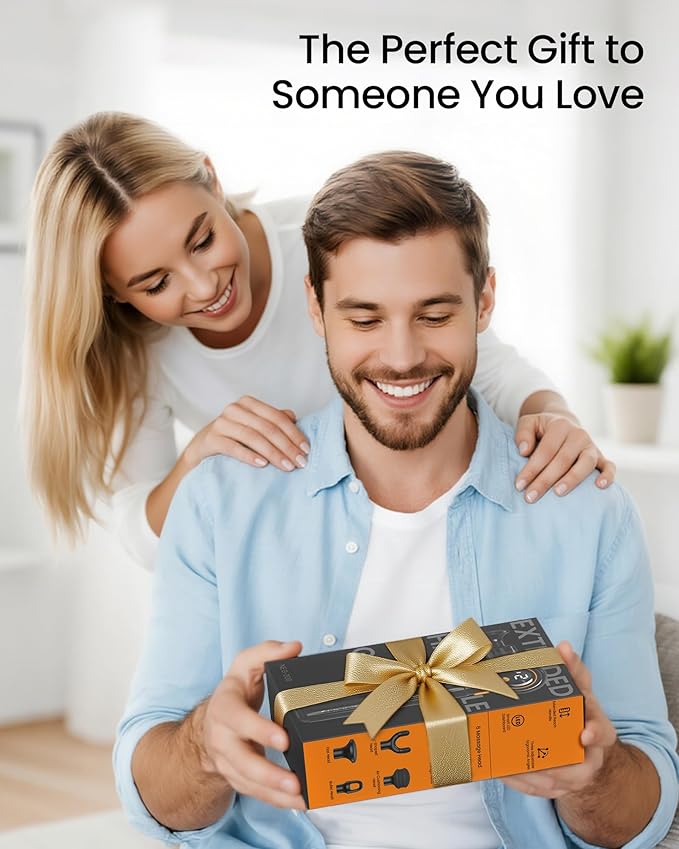 Massage Gun with Extension Handle and 3 Adjustable Angles,Deep Tissue Back Massage for Neck/Shoulders/Waist/Legs/Body Pain Relief,Handheld Percussion Muscle Massager with Portable Case,Blue