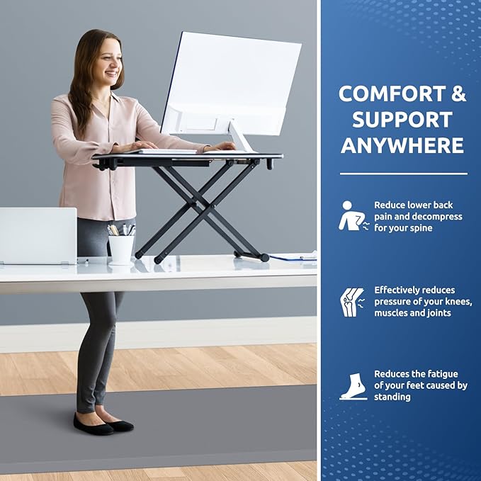 KitchenClouds Kitchen Mat Cushioned Anti Fatigue Rug 24"x70" Waterproof, Non Slip, Standing and Comfort Desk/Floor Mats for House Sink Office (Grey,0.8inch)