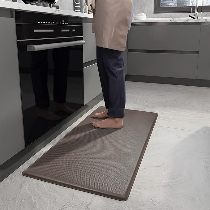 Color&Geometry 0.71" Extra Thick Anti Fatigue Cushion Kitchen Floor Mat,Easy Clean, Water & Oil Proof, Non Slip, Foam Padded Runner Rug for Front Sink,20"x 39" Brown (2.0 Version)