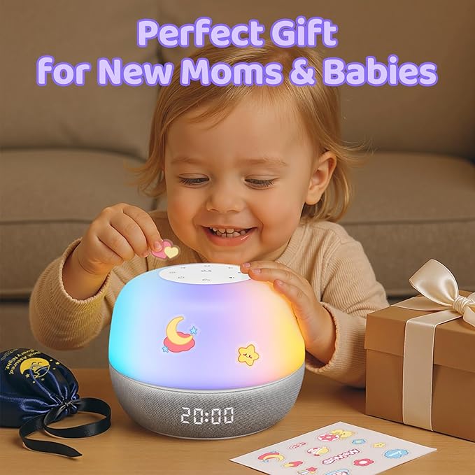 2025 Mom's Choice Awards | White Noise Sound Machine Baby with Sunrise Alarm & App Control – Sound Machine with 360 RGB Night Light, Sleep Soother for Adults & Kids, Baby Essentials for Newborns
