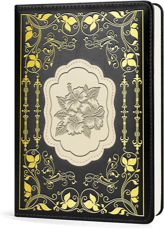 Hibiscus Gift Hibiscus Writing Journal Notebook Hibiscus Flower Gift Hawaiian Flowers A5 Travel Notebook Flower Fan Gift (hibiscus-Black)