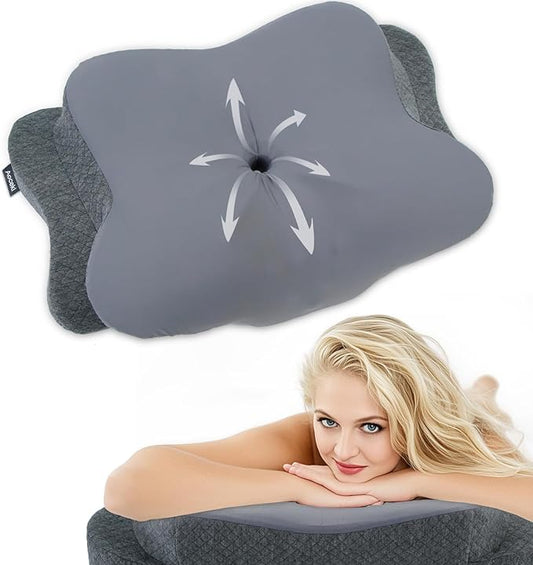 Memory Foam Pillows Cooling Cervical Pillow for Neck and Shoulder Pain Relief Ergonomic Contour Bed Pillow for Side Sleep Stomach Sleeping and Back Sleeper (Dark Grey, Queen-23.2''Lx15.1''Wx4.7''H)