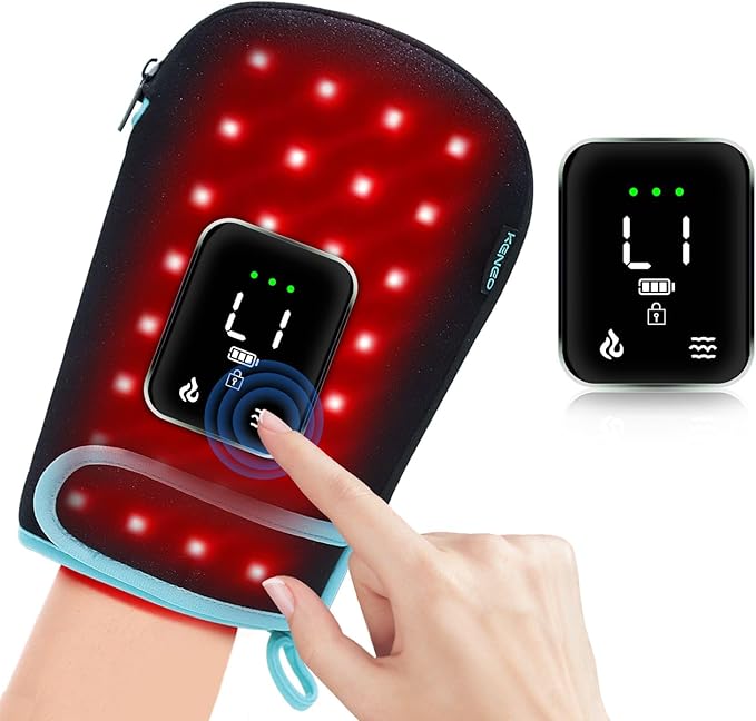 Red Light Therapy Gloves for Hands, 100LEDs Red & Near-Infrared, Dual Wavelength 660nm & 850nm, 5 Modes, Wireless, Rechargeable 5000mAh Battery, for Hand & Wrist Treatment