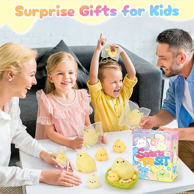 Squishy Fidget Toys, 6Pcs Squeeze Soft Cute Stuff Chicken Sensory Toys for Kids Stress Relief Gifts, Birthday Party Favors Desk Classroom Decor Goodie Bags Stocking Stuffers