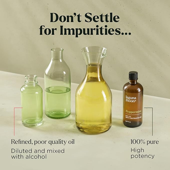 Lagunamoon Peppermint Oil - Natural Pure Essential Oils for Diffusers, Aromatherapy, Humidifiers, Candle Making Scents - Fresh Fragrance Scents for Home, Office, Cars and Cleaning Products (150mL)