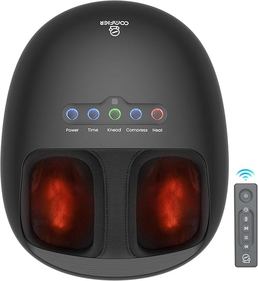 COMFIER Shiatsu Heated Foot Massager with Heat for Plantar Fasciitis Neuropathy, Deep Kneading Vibration Feet Massager for Mon Dad Men Women-Home Office Use