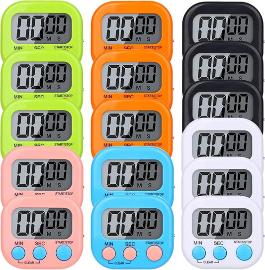 16 Packs Digital Timer Multi-Function Electronic Timers for Classroom Small Magnetic Countdown Stopwatch Mini Loud Alarm Stop Clock for Kitchen Cooking Games Meeting Study Work Baking Sports Office