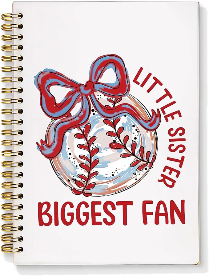 Red Coquette Bow Baseball Notebook, Baseball Fan Gifts Notebooks for Note Taking, Baseballs Lover Gifts Journal, Little Sister Biggest Fan Journals for Writing, 5.5x8.3 Inch