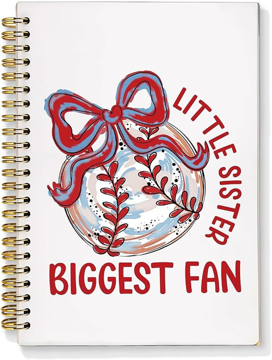 Red Coquette Bow Baseball Notebook, Baseball Fan Gifts Notebooks for Note Taking, Baseballs Lover Gifts Journal, Little Sister Biggest Fan Journals for Writing, 5.5x8.3 Inch