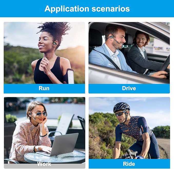 Bluetooth Headphones, Bluetooth V5.4 Wireless Headphones with Noise Cancelling Mic, 12H Playtime, 15.4mm Diaphragm Driver, Open Ear Headset for Office Meeting Running Cycling Driving (Gunmetal)