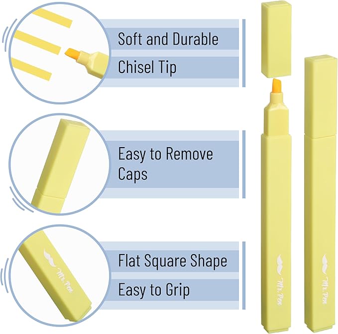 Mr. Pen- Aesthetic Highlighters, 8 Pack, Chisel Tip, Retro Colors, Cute Highlighters Assorted Colors, Cute Markers