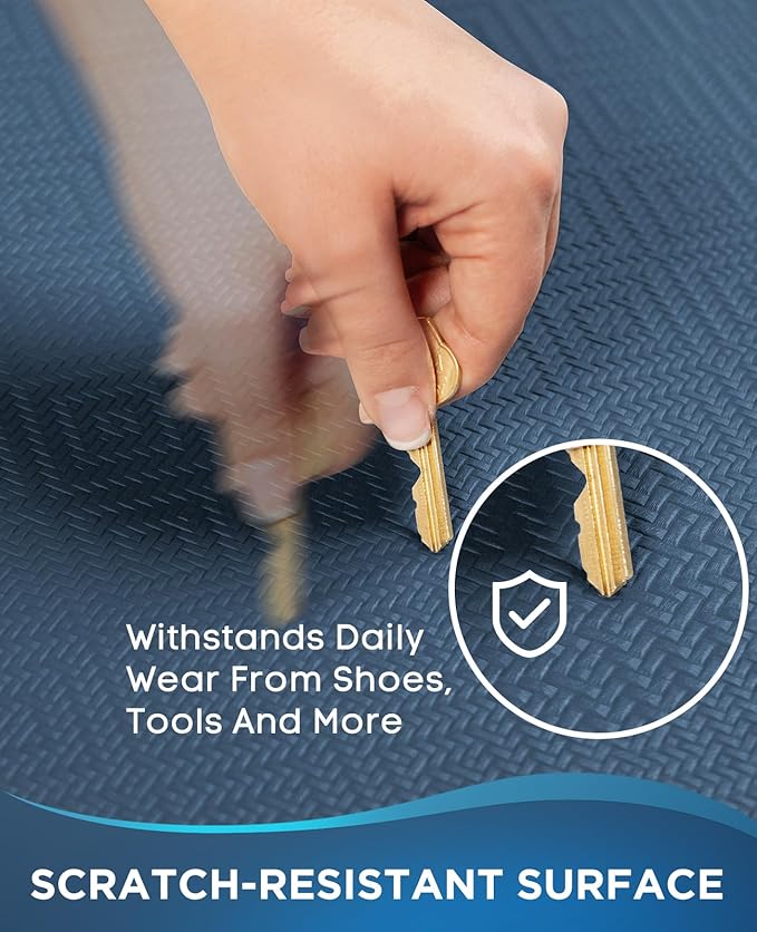 Ophanie Kitchen Mats for Floor, 3/4 Inch Thick Kitchen Rugs, Anti Fatigue Standing Cushioned Mat, Waterproof,Comfort Ergonomic Mat for Office, Home, Sink, 20''x39'' Blue Non-Slip Bottom