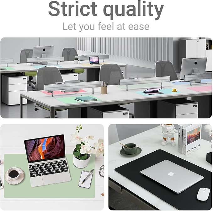 Boutilon Leather Desk Pad Protector,Non-Slip Mouse Pad,Laptop Desk Pad,Office Mouse Mat,Waterproof Leather Desk Blotter,Desk Writing Pad for Office and Home (L-Yellow,35"x 17")