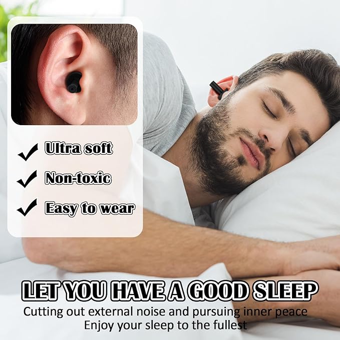 TrelaCo 100 Pairs Ear Plugs Bulk, NRR 29dB Reusable Silicone Ear Plugs with Plastic Cases Soft Foam for Sleeping Noise Cancelling for Concerts Shooting Swimming Noise Reduction(Black)