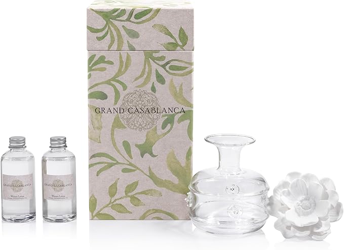 Zodax Grand Casablanca Porcelain Oil Diffuser - 6.76 oz -Water Lotus