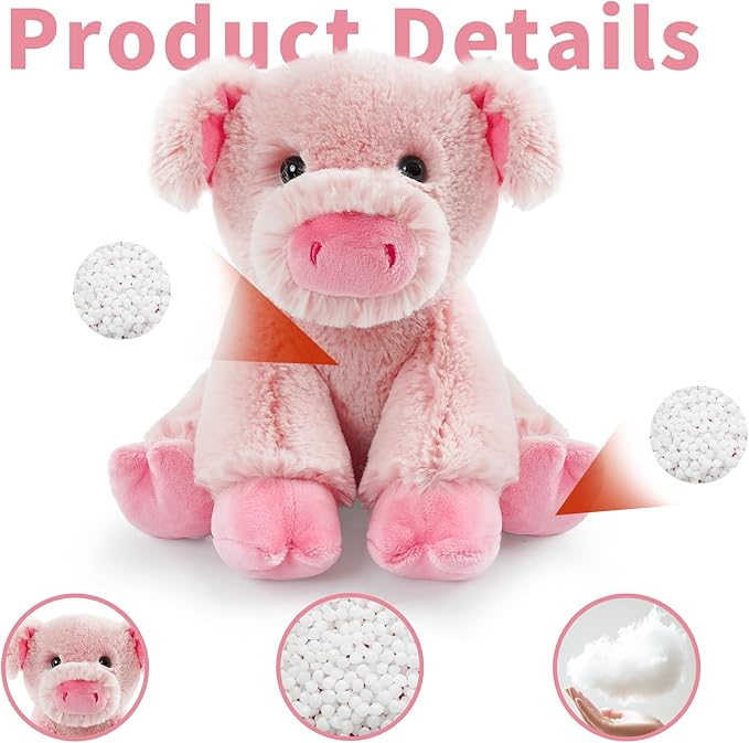 Stuffed Pig Sitting Toys Plush Animal, Realistic Pig Stuffed Animal Plush Toy Filled in Limbs 8.5 Inch Soft Huggable Gifts for Kids with Stuffed Animals Birthday Gift for Girls Boys