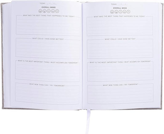 Graphique Self-Care Journal - Positive Mind - 256 Pages - Weekly Quote & Daily Fill in Interiors - Hardbound Fabric Cover - Ribbon Marker (6" x 8")