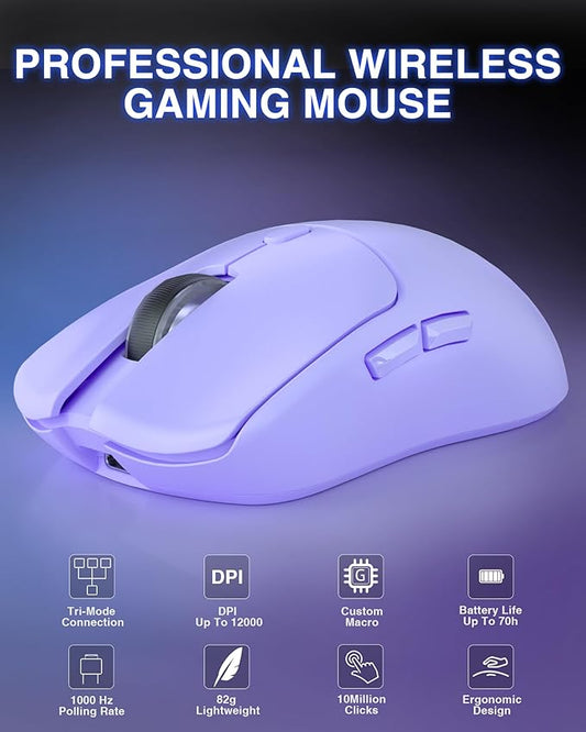 AULA SC580X Wireless Gaming Mouse, Tri-Mode 2.4G/BT5.0/USB-C Gaming Mice with 12000 DPI, 6 Programmable Buttons, Rechargeable Computer Mouse for Laptop/PC/Mac/Tablet