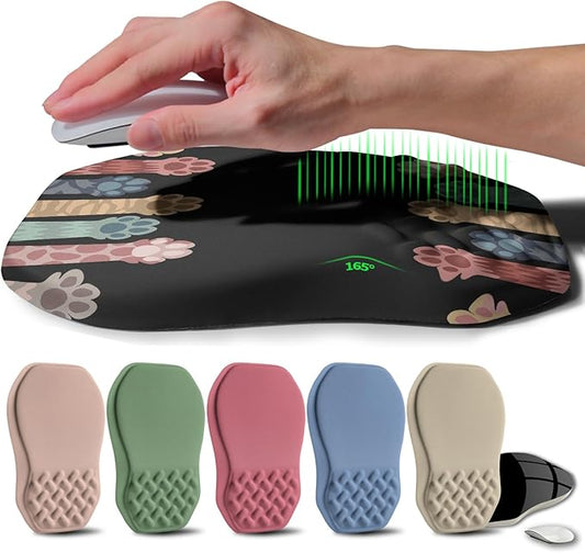 Ergonomic Raised Mouse Pad Wrist Support with Bilateral Slope Memory Foam Mousepad for Wrist Rest and Carpal Tunnel Pain Relief 11.8x7.9〃Cat Claws