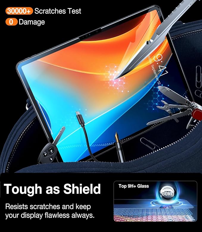 TORRAS for iPad Pro 11 Inch Screen Protector M4 2024, Military Grade Shatterproof, TOP 9H+ Tempered Glass, One-Pull Installation, Anti-Scratch, Bubble Free, Apple Pencil Compatible, HD Clarity