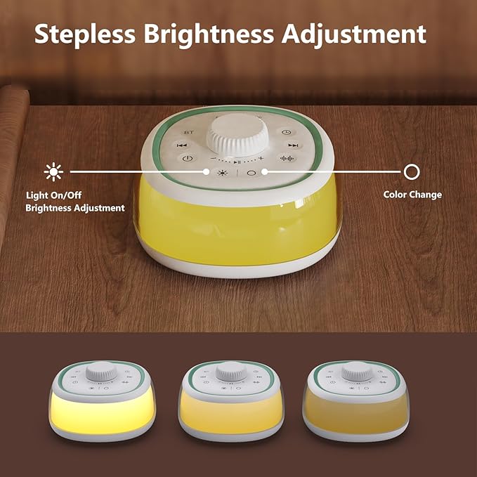 DONOW White Noise Sound Machine with Light Bluetooth, 30 Soothing Sounds, Knob Volume Control, 8 Colors Night Light with Memory Function Sleep Timer, White Noise Machine for Sleeping Adults Baby